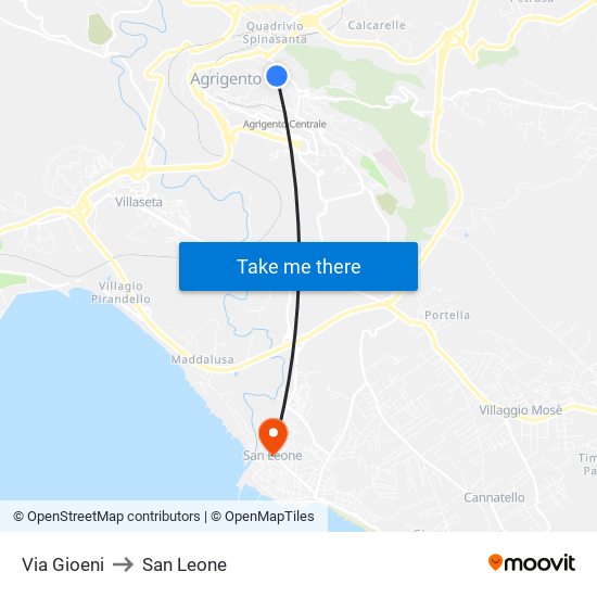 Via Gioeni to San Leone map