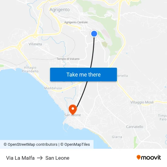 La Malfa Street to San Leone map