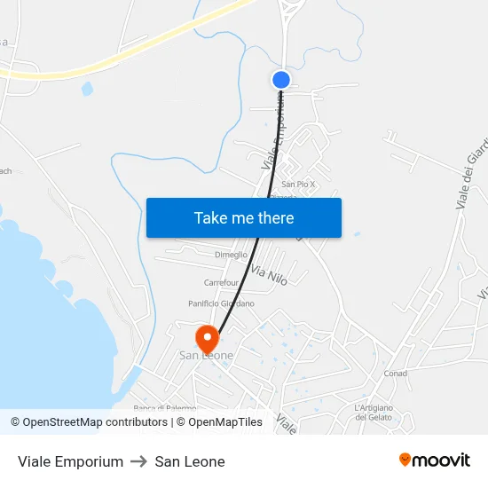 Emporium Avenue to San Leone map