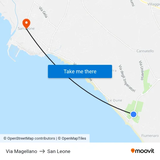 Magellan Street to San Leone map