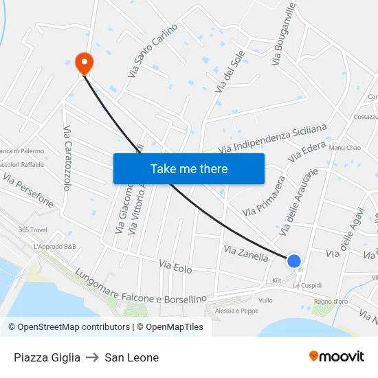 Giglia Square to San Leone map