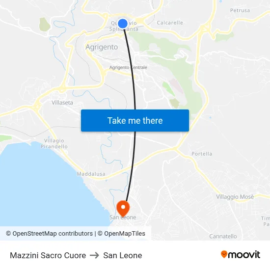 Mazzini Sacred Heart to San Leone map