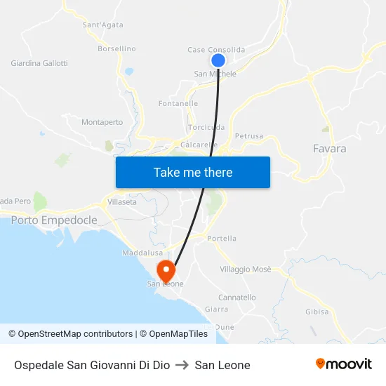 San Giovanni Di Dio Hospital to San Leone map