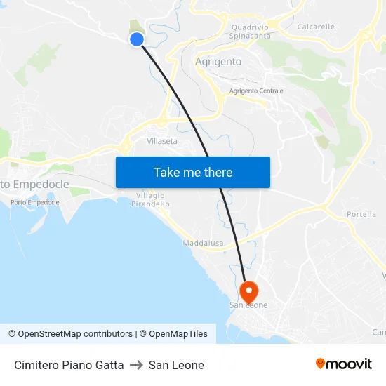 Piano Gatta Cemetery to San Leone map