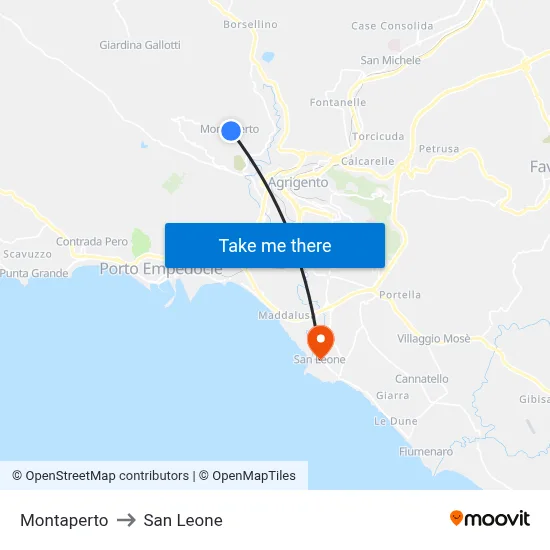 Montaperto to San Leone map