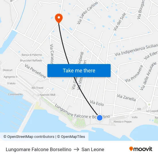 Lungomare Falcone Borsellino to San Leone map