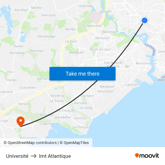 Université to Imt Atlantique map