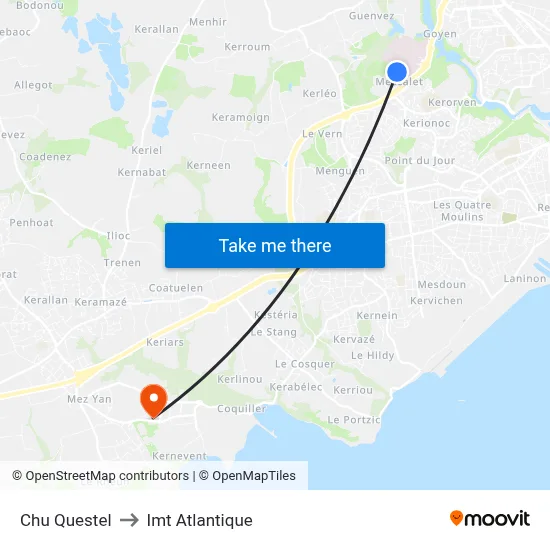 Chu Questel to Imt Atlantique map