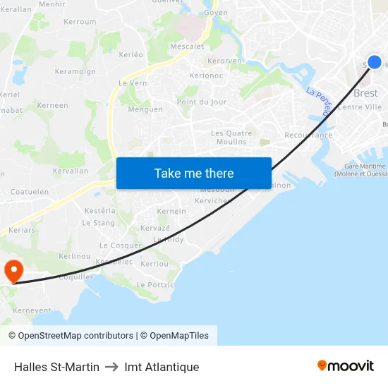 Halles St-Martin to Imt Atlantique map