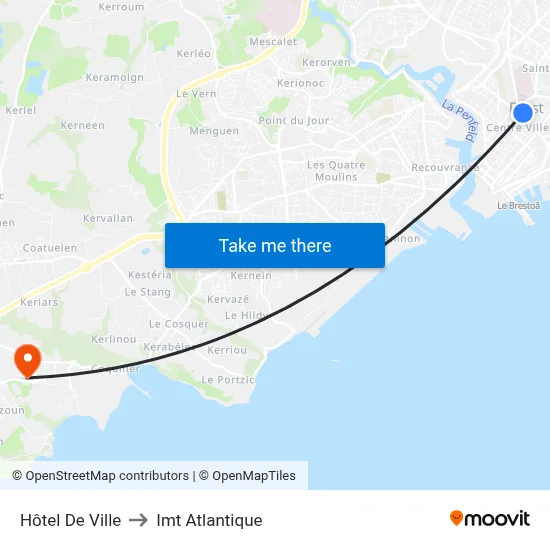 Hôtel De Ville to Imt Atlantique map