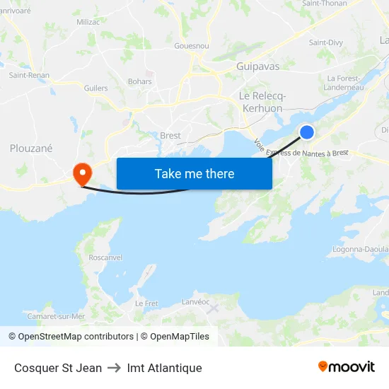 Cosquer St Jean to Imt Atlantique map