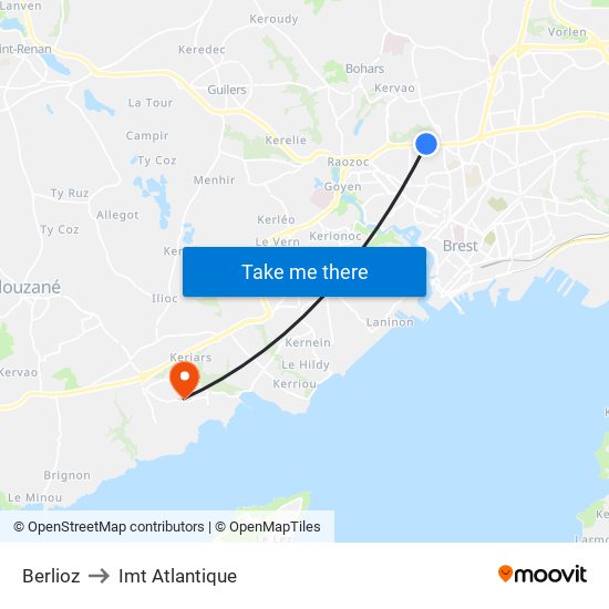 Berlioz to Imt Atlantique map