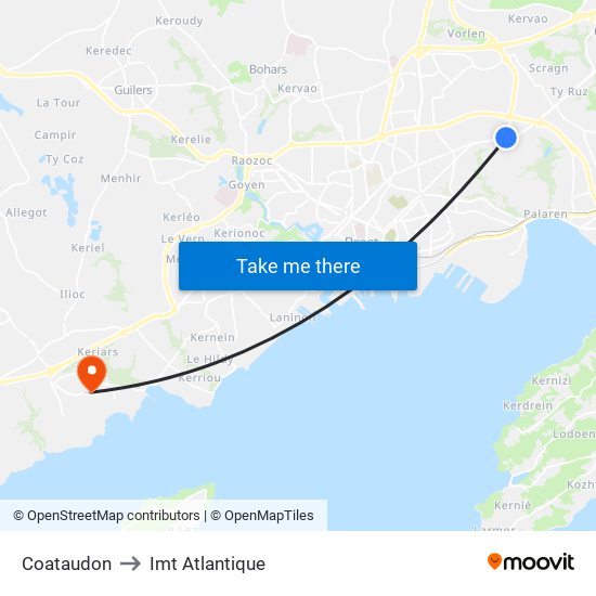 Coataudon to Imt Atlantique map