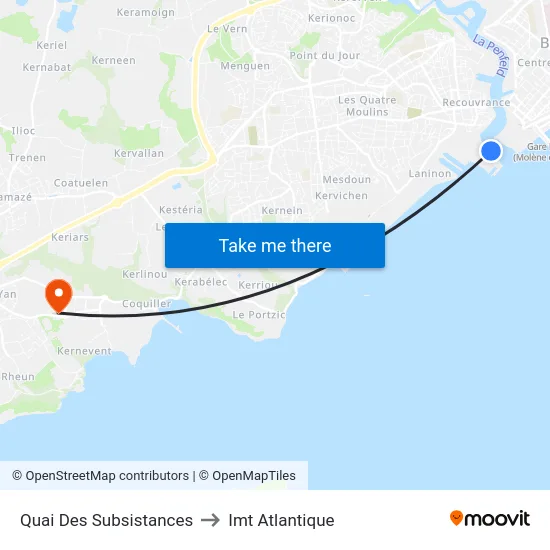 Quai Des Subsistances to Imt Atlantique map