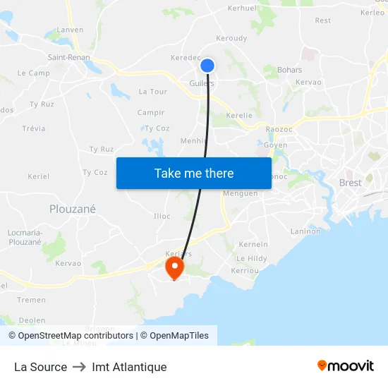 La Source to Imt Atlantique map