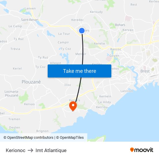 Kerionoc to Imt Atlantique map