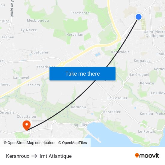 Keranroux to Imt Atlantique map