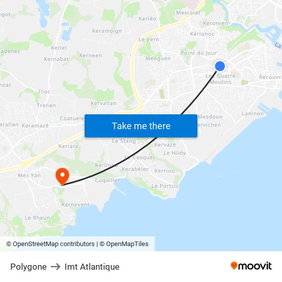 Polygone to Imt Atlantique map