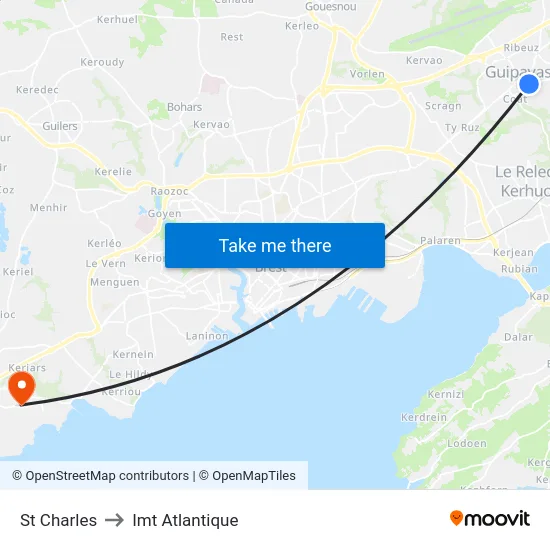 St Charles to Imt Atlantique map