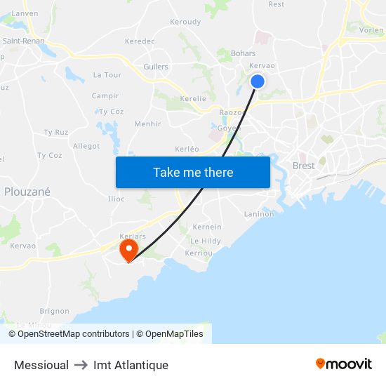 Messioual to Imt Atlantique map