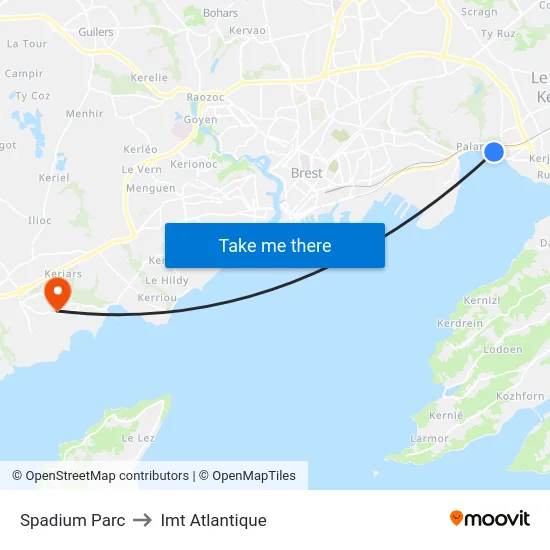 Spadium Parc to Imt Atlantique map