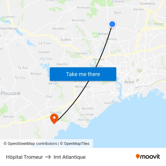 Hôpital Tromeur to Imt Atlantique map