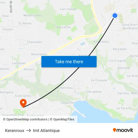 Keranroux to Imt Atlantique map