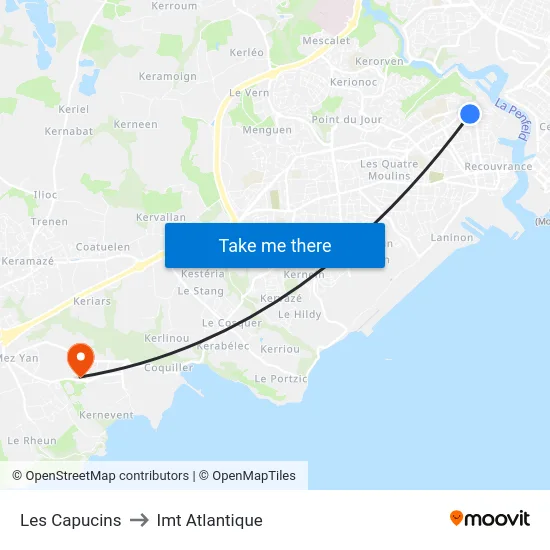 Les Capucins to Imt Atlantique map