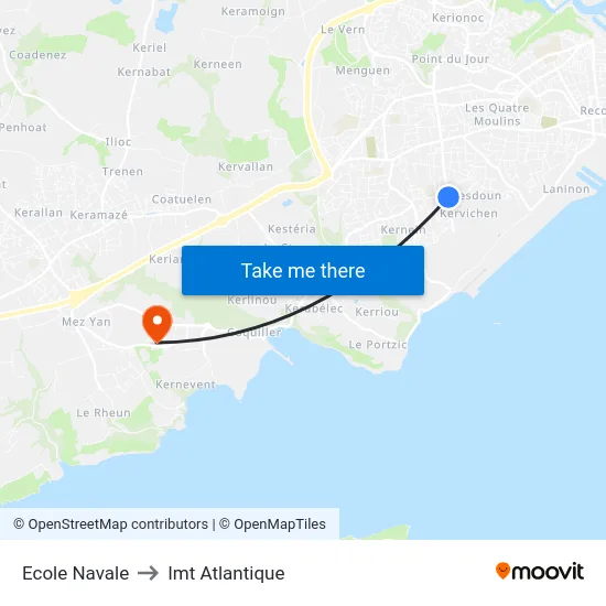 Ecole Navale to Imt Atlantique map
