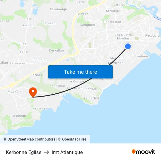 Kerbonne Eglise to Imt Atlantique map