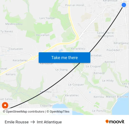 Emile Rousse to Imt Atlantique map