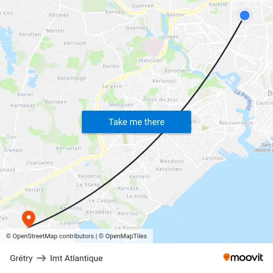 Grétry to Imt Atlantique map