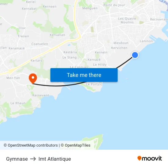 Gymnase to Imt Atlantique map