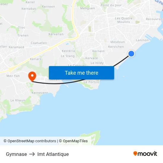 Gymnase to Imt Atlantique map