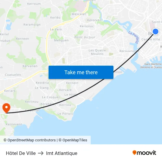 Hôtel De Ville to Imt Atlantique map