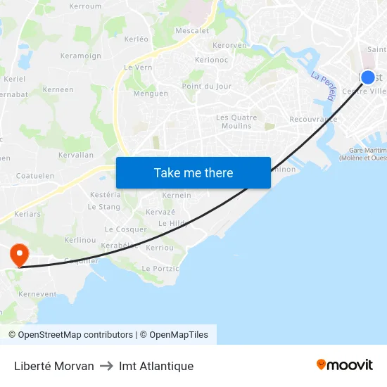 Liberté Morvan to Imt Atlantique map