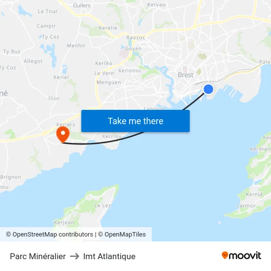 Parc Minéralier to Imt Atlantique map