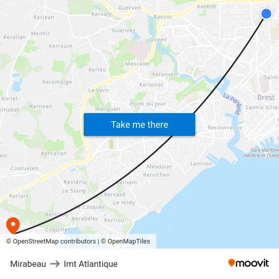 Mirabeau to Imt Atlantique map