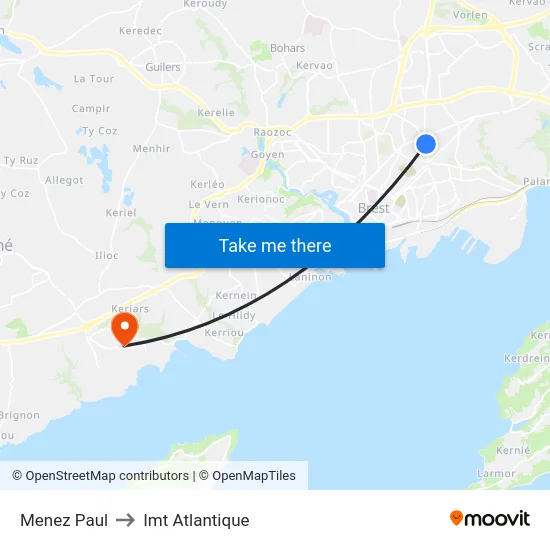 Menez Paul to Imt Atlantique map