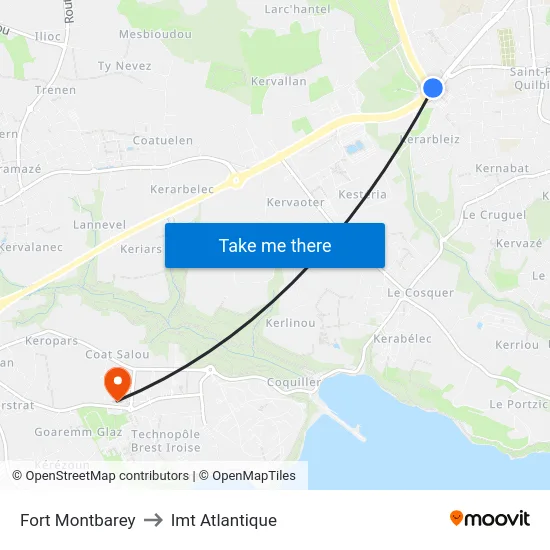 Fort Montbarey to Imt Atlantique map