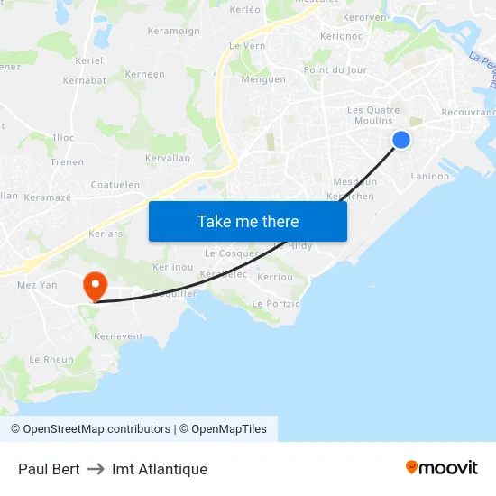 Paul Bert to Imt Atlantique map