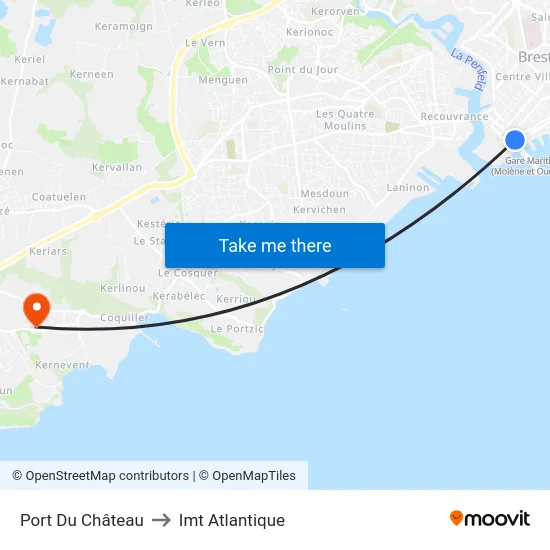 Port Du Château to Imt Atlantique map