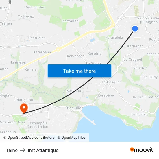 Taine to Imt Atlantique map