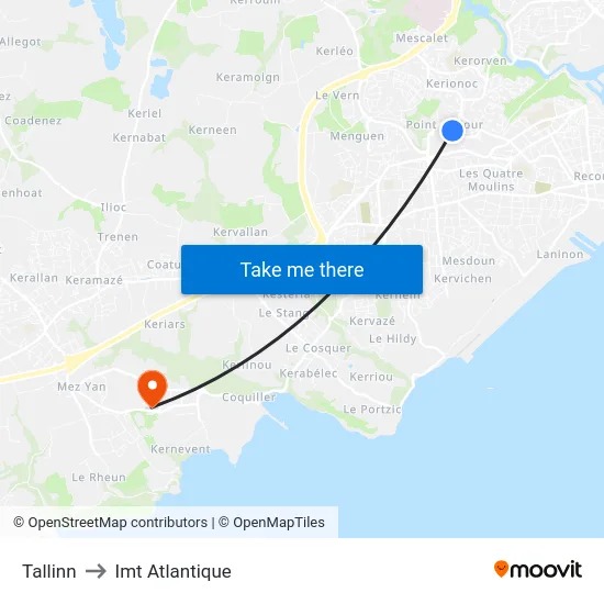 Tallinn to Imt Atlantique map