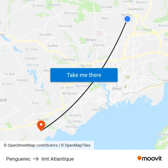 Penguerec to Imt Atlantique map