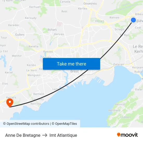 Anne De Bretagne to Imt Atlantique map