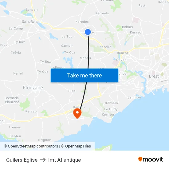 Guilers Eglise to Imt Atlantique map