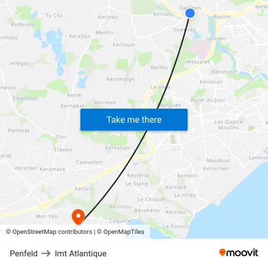 Penfeld to Imt Atlantique map