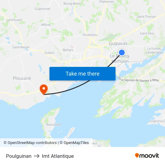 Poulguinan to Imt Atlantique map