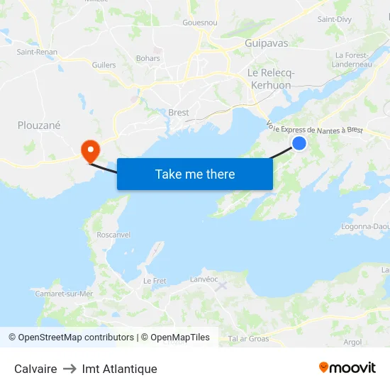 Calvaire to Imt Atlantique map